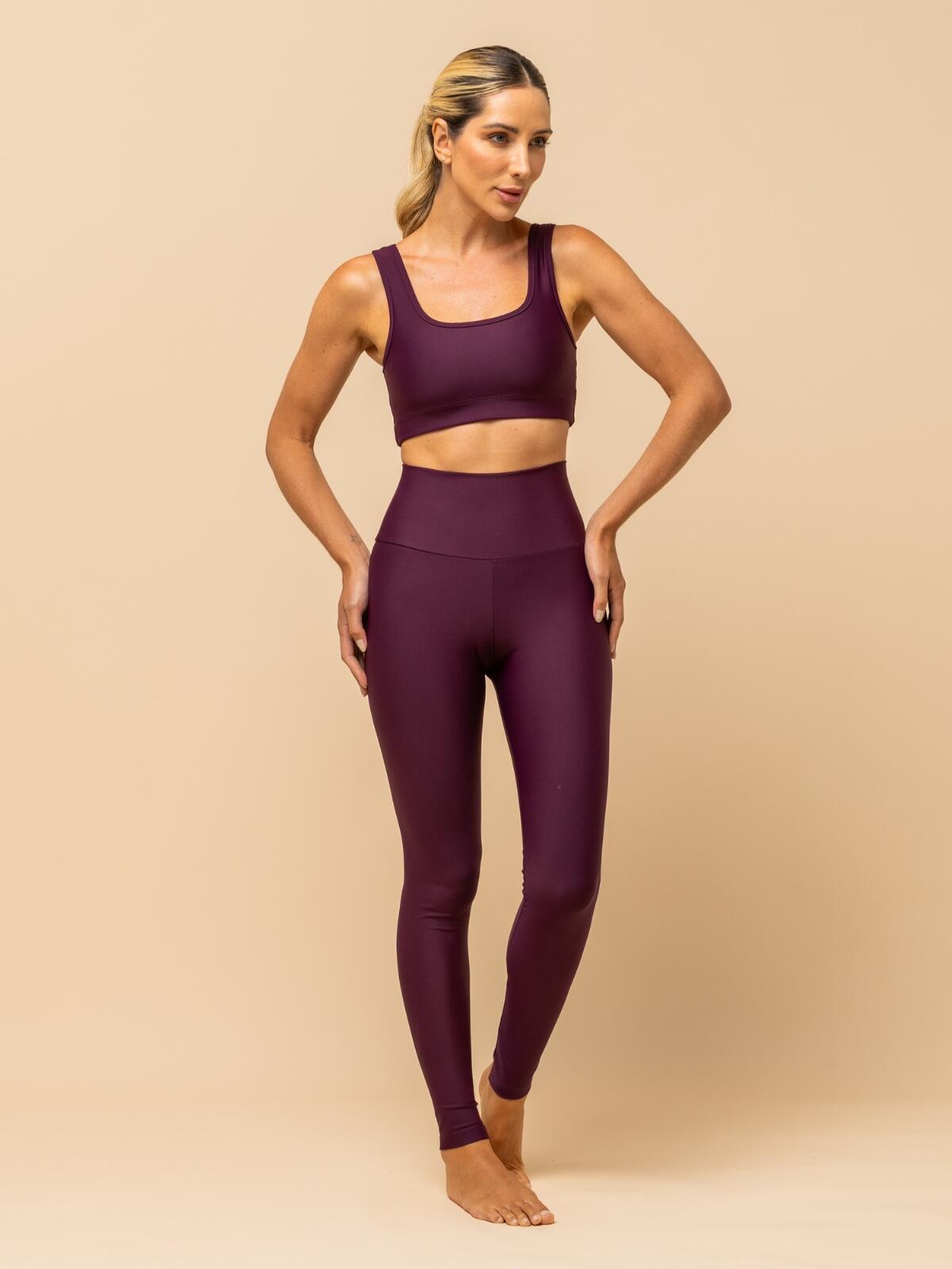 Burgundy Sports Top – Wide Straps & Square Neckline