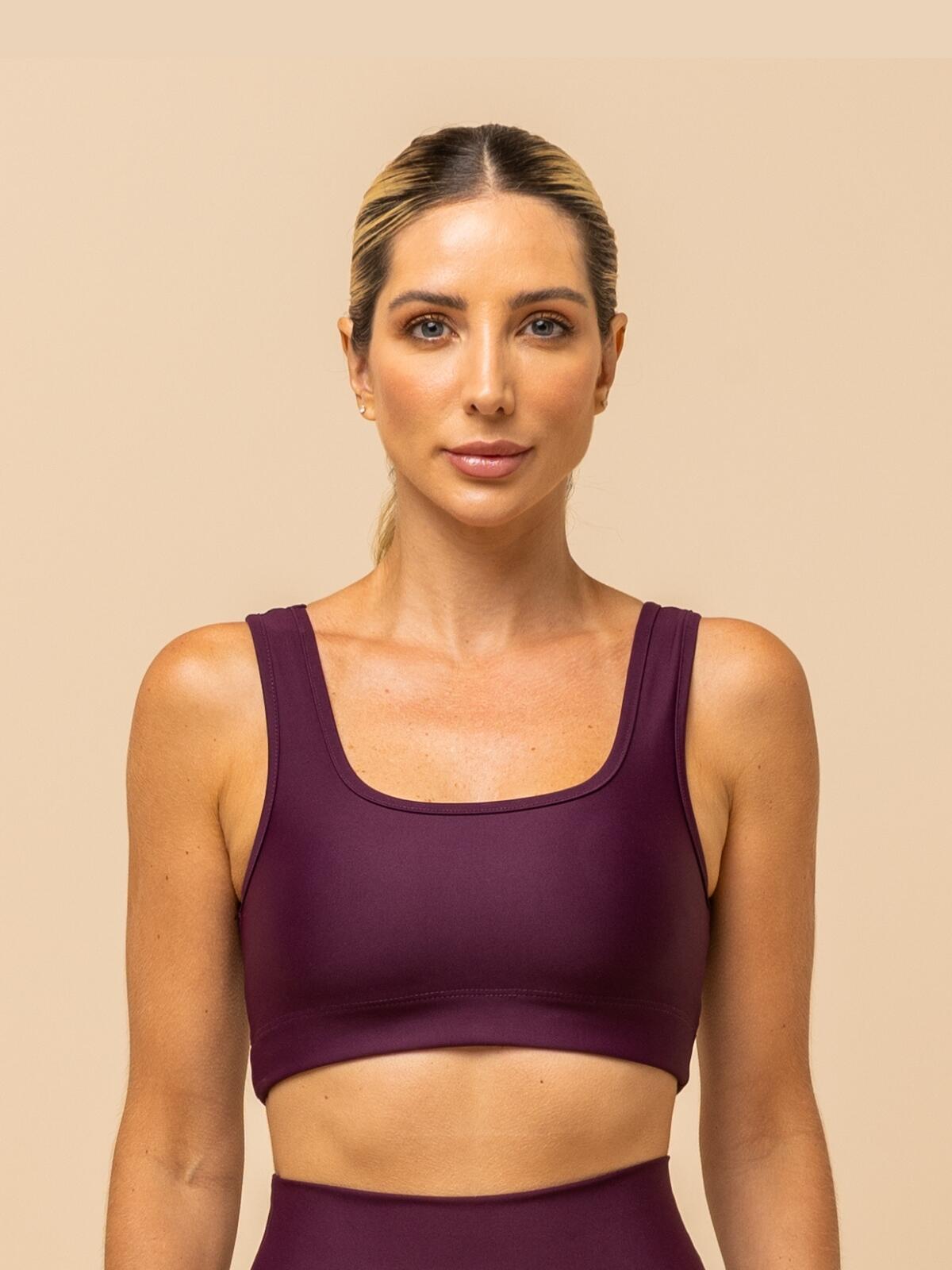 Burgundy Sports Top – Wide Straps & Square Neckline