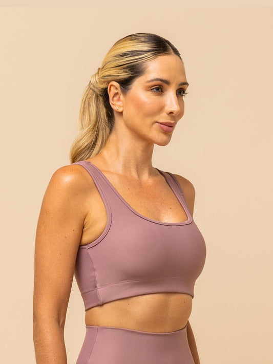 Pink Sports Top – Wide Straps & Square Neckline
