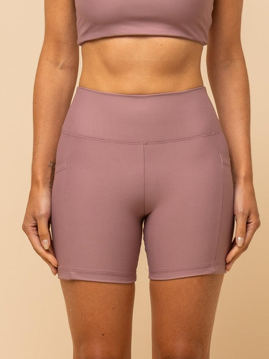 High-Waist Pink Shorts – Compression & Pocket