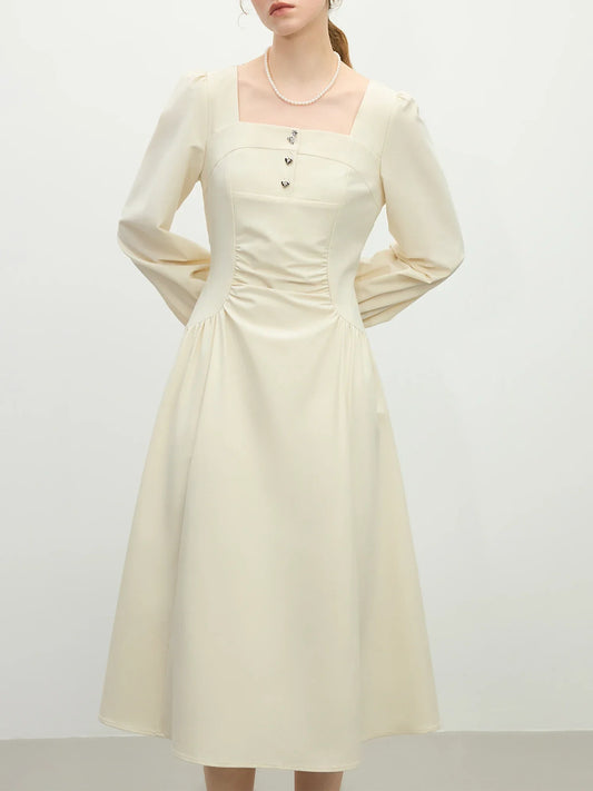 Elegant Square Neck Midi Dress