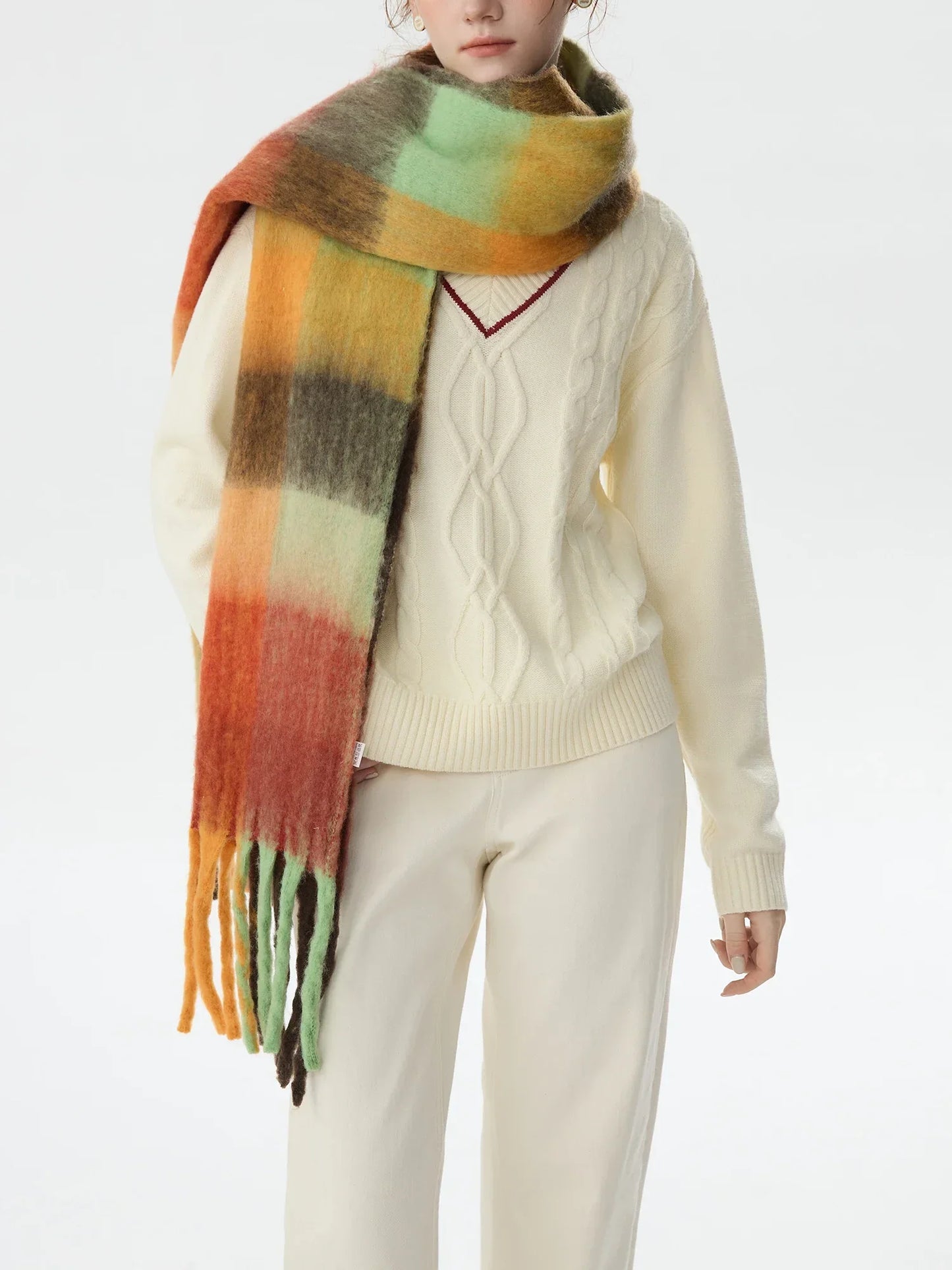 Elegant Patchwork Winter Scarf