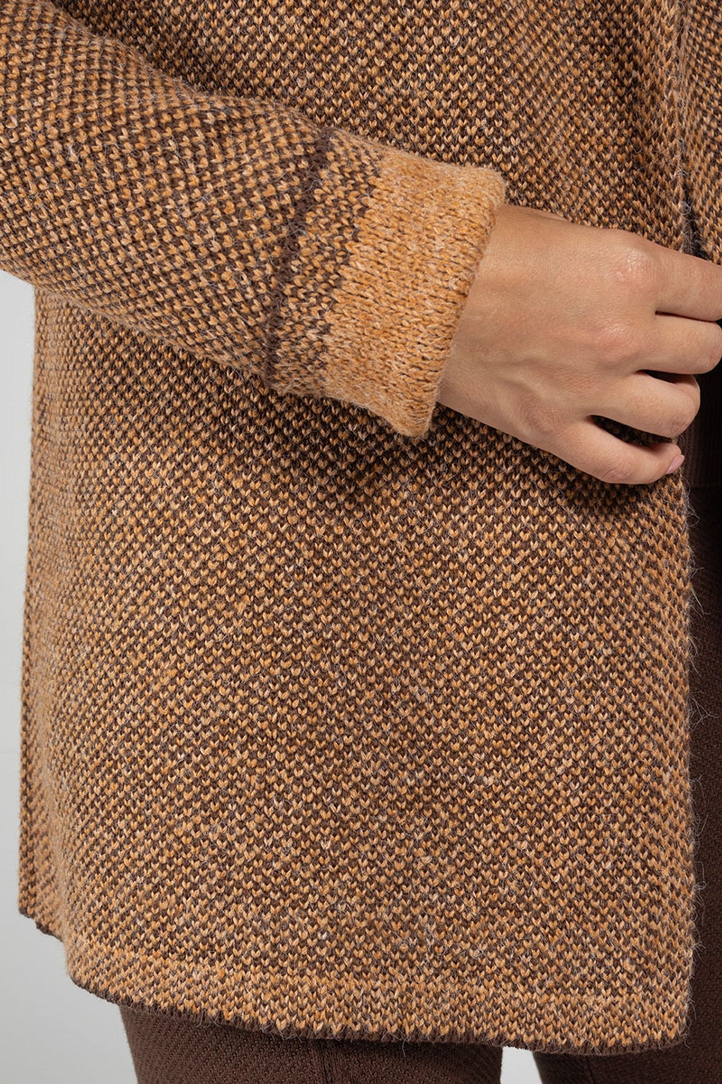 Women’s Reversible Knit Coat Brown – Elegant and Comfortable