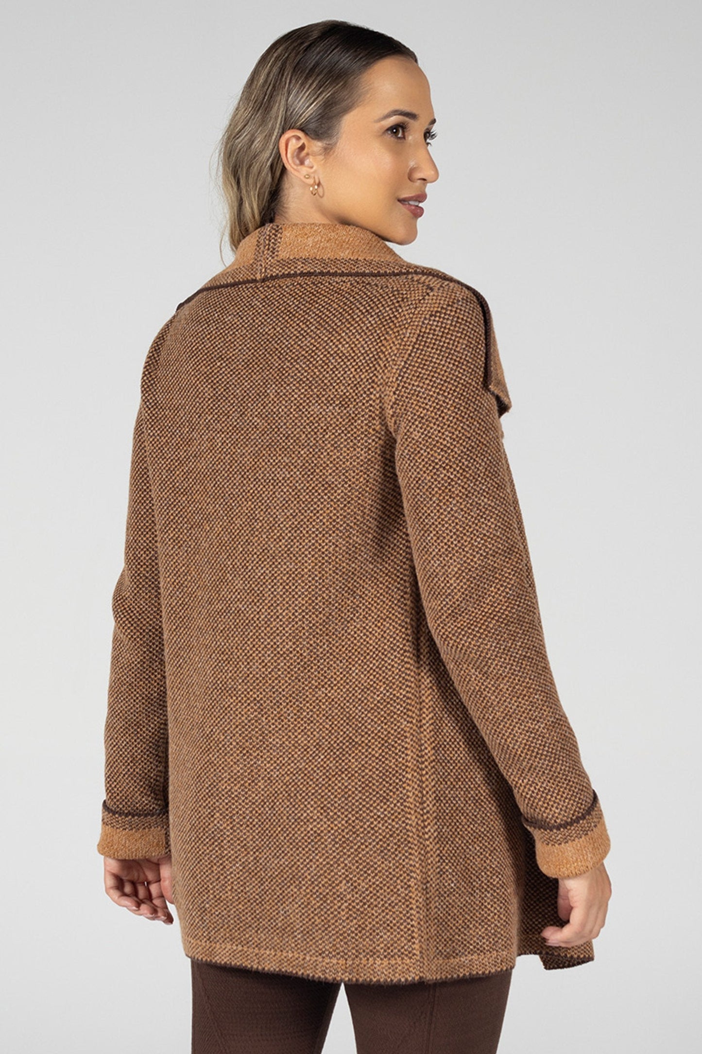 Women’s Reversible Knit Coat Brown – Elegant and Comfortable