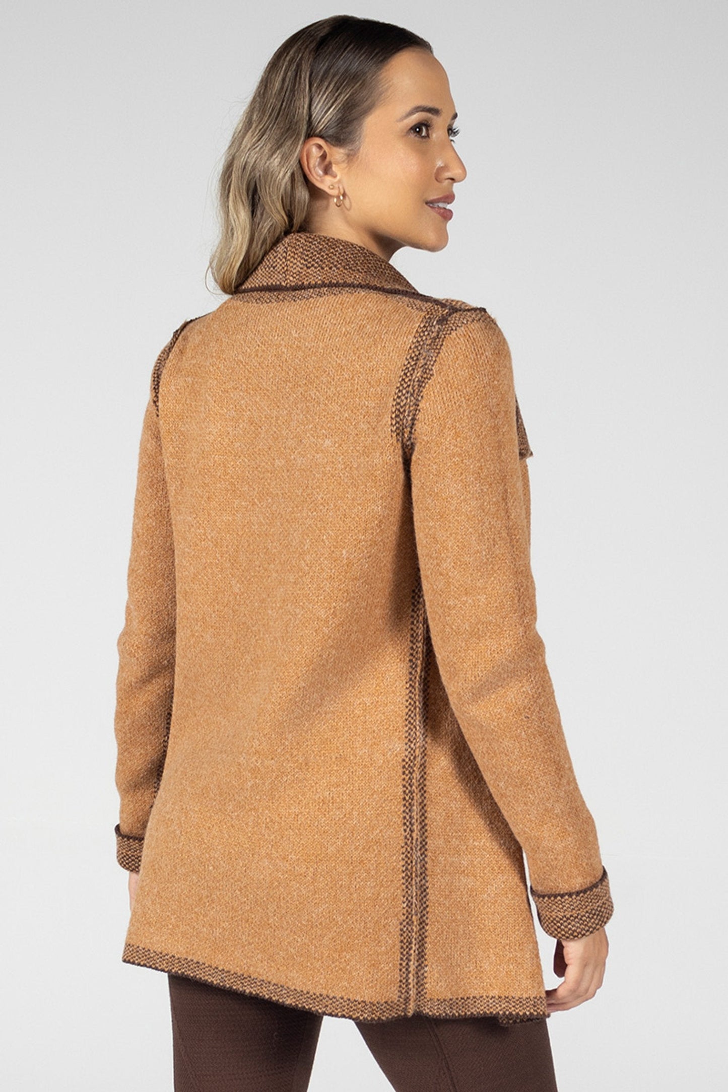 Women’s Reversible Knit Coat Brown – Elegant and Comfortable