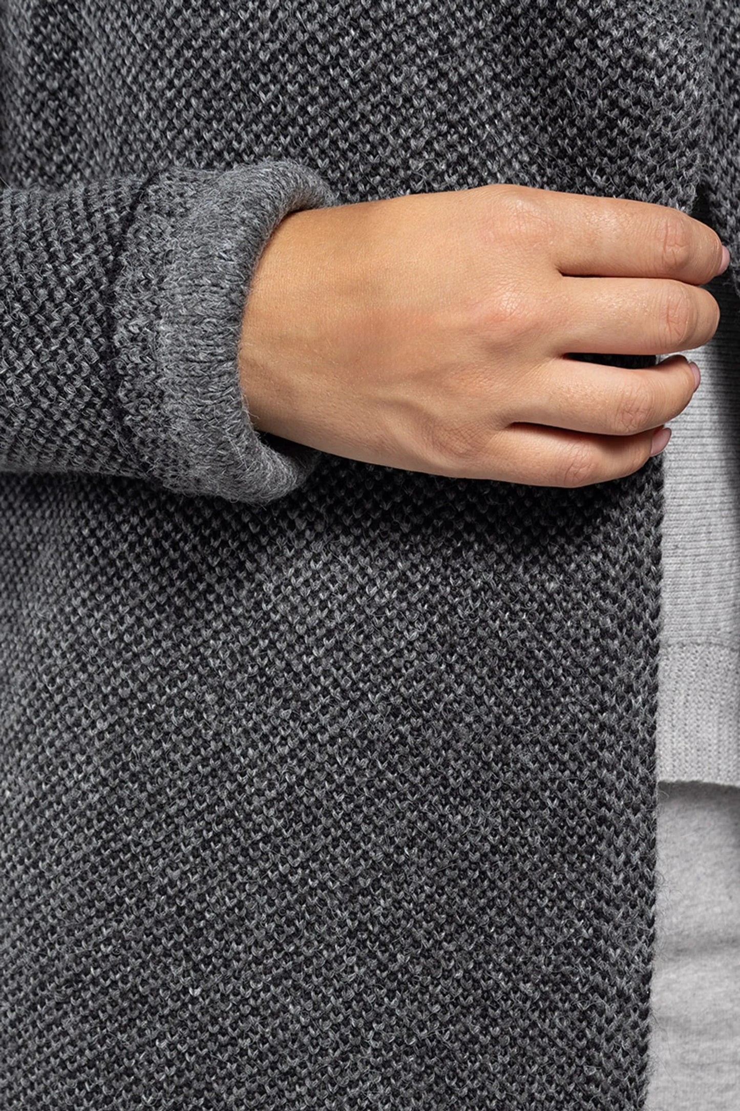 Women’s Reversible Knit Coat Dark Grey – Elegant and Comfortable