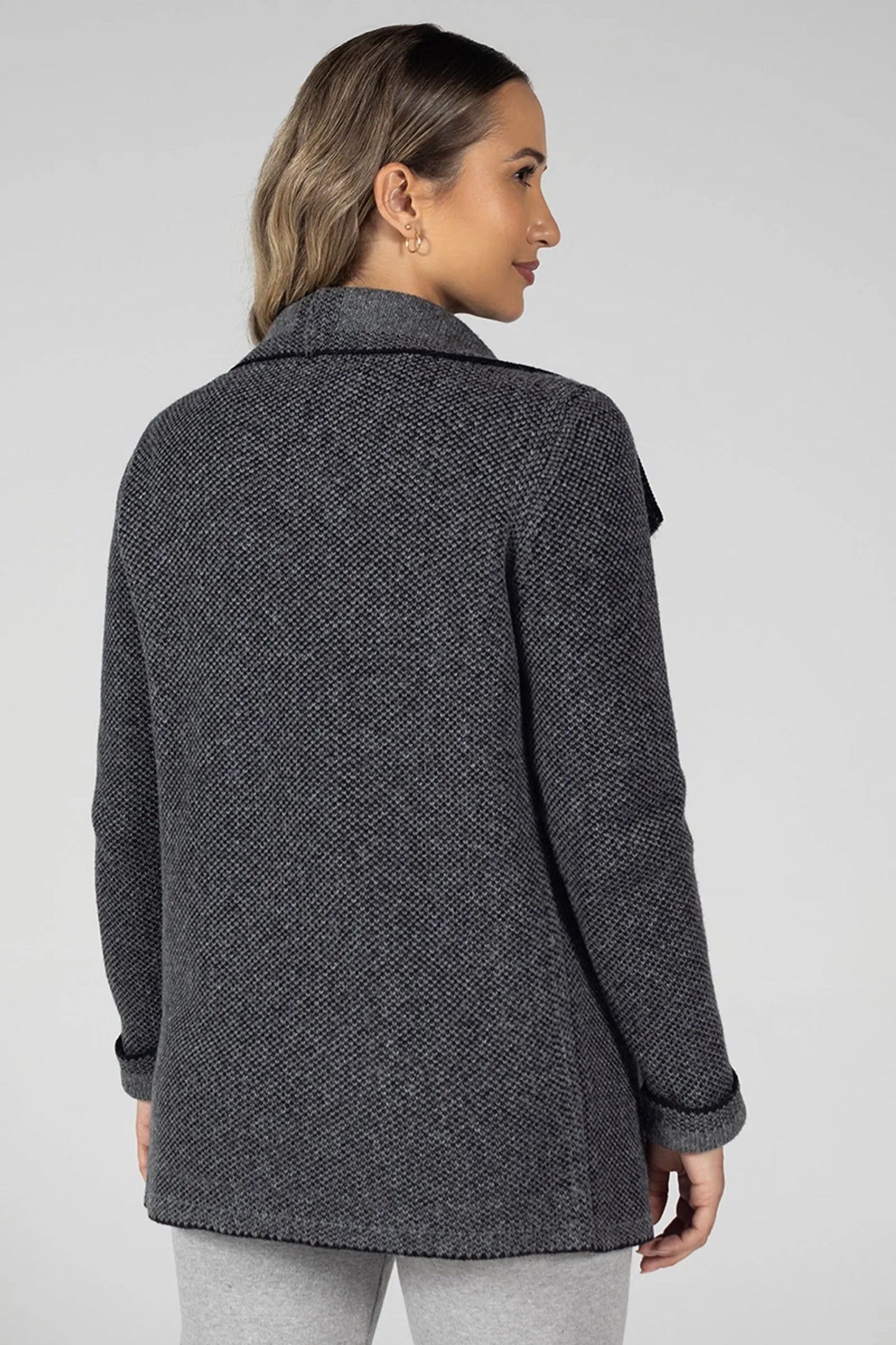 Women’s Reversible Knit Coat Dark Grey – Elegant and Comfortable