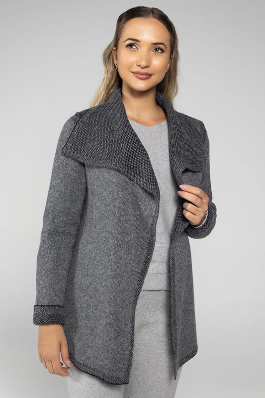 Women’s Reversible Knit Coat Dark Grey – Elegant and Comfortable