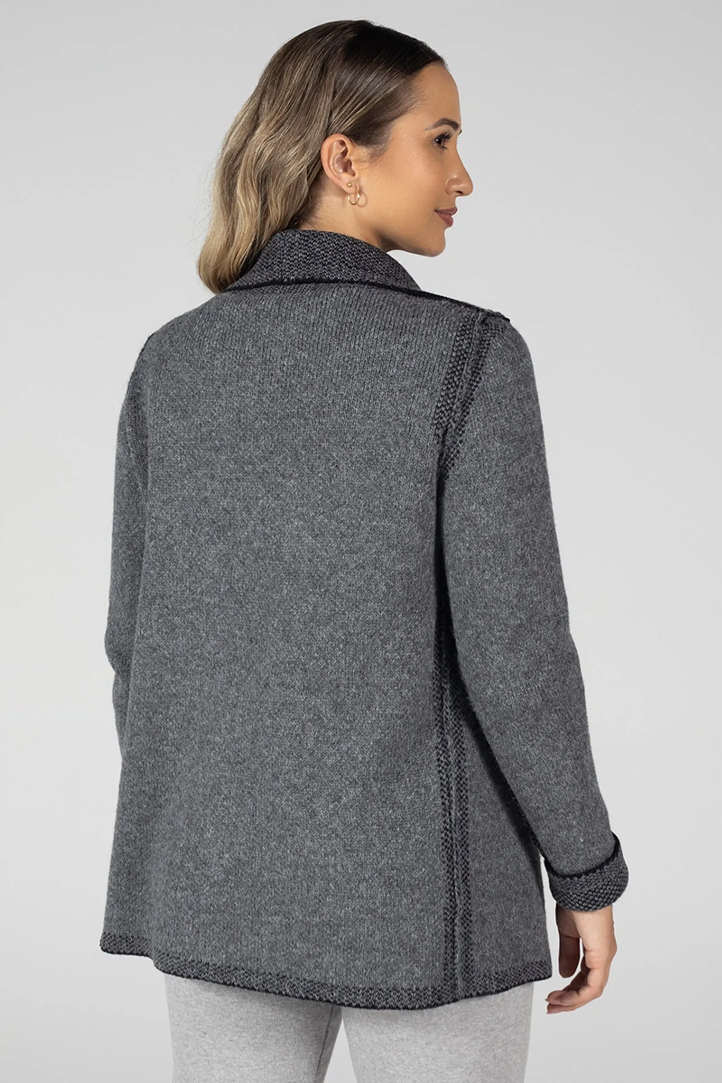 Women’s Reversible Knit Coat Dark Grey – Elegant and Comfortable