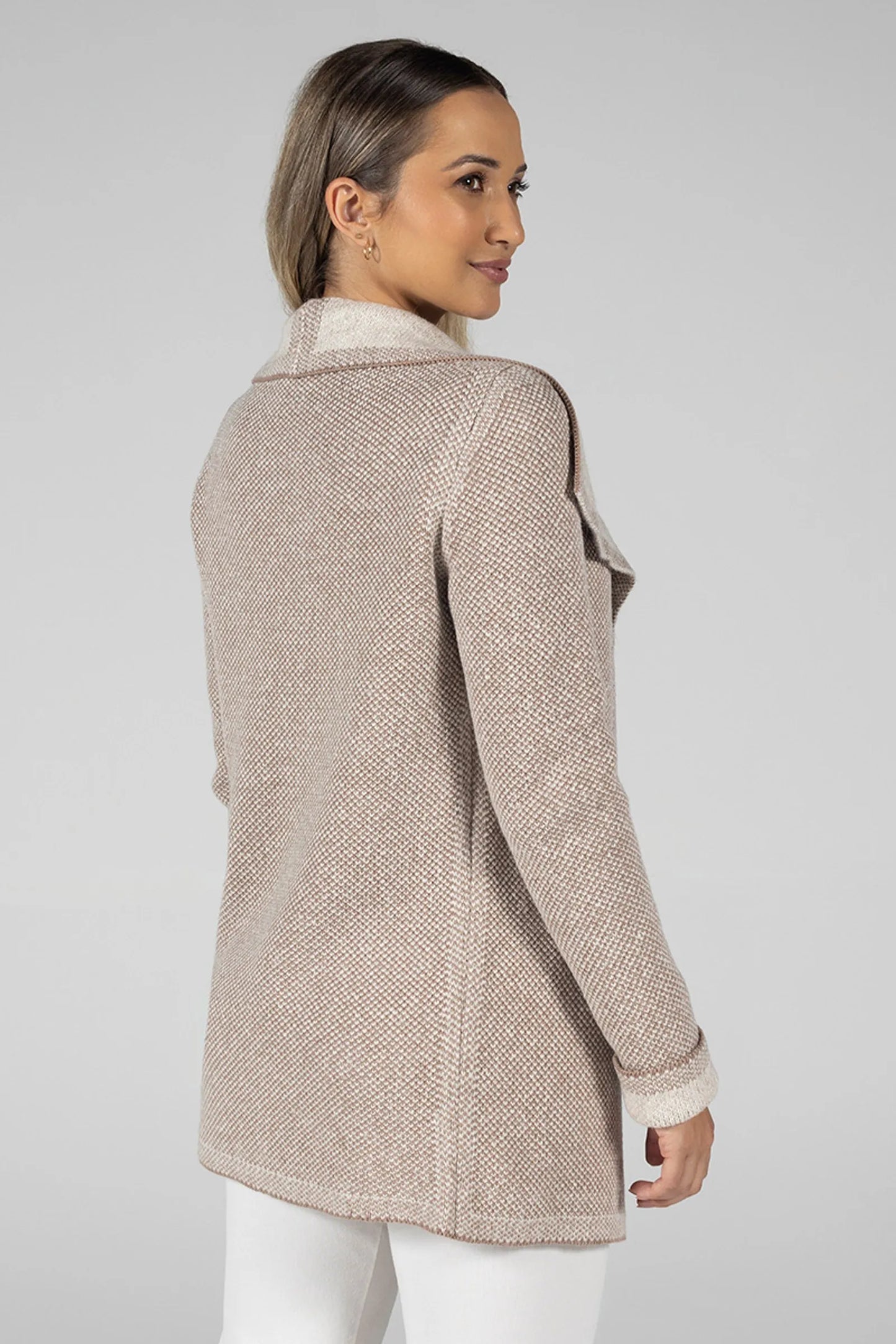 Women’s Reversible Knit Coat Beige – Elegant and Comfortable
