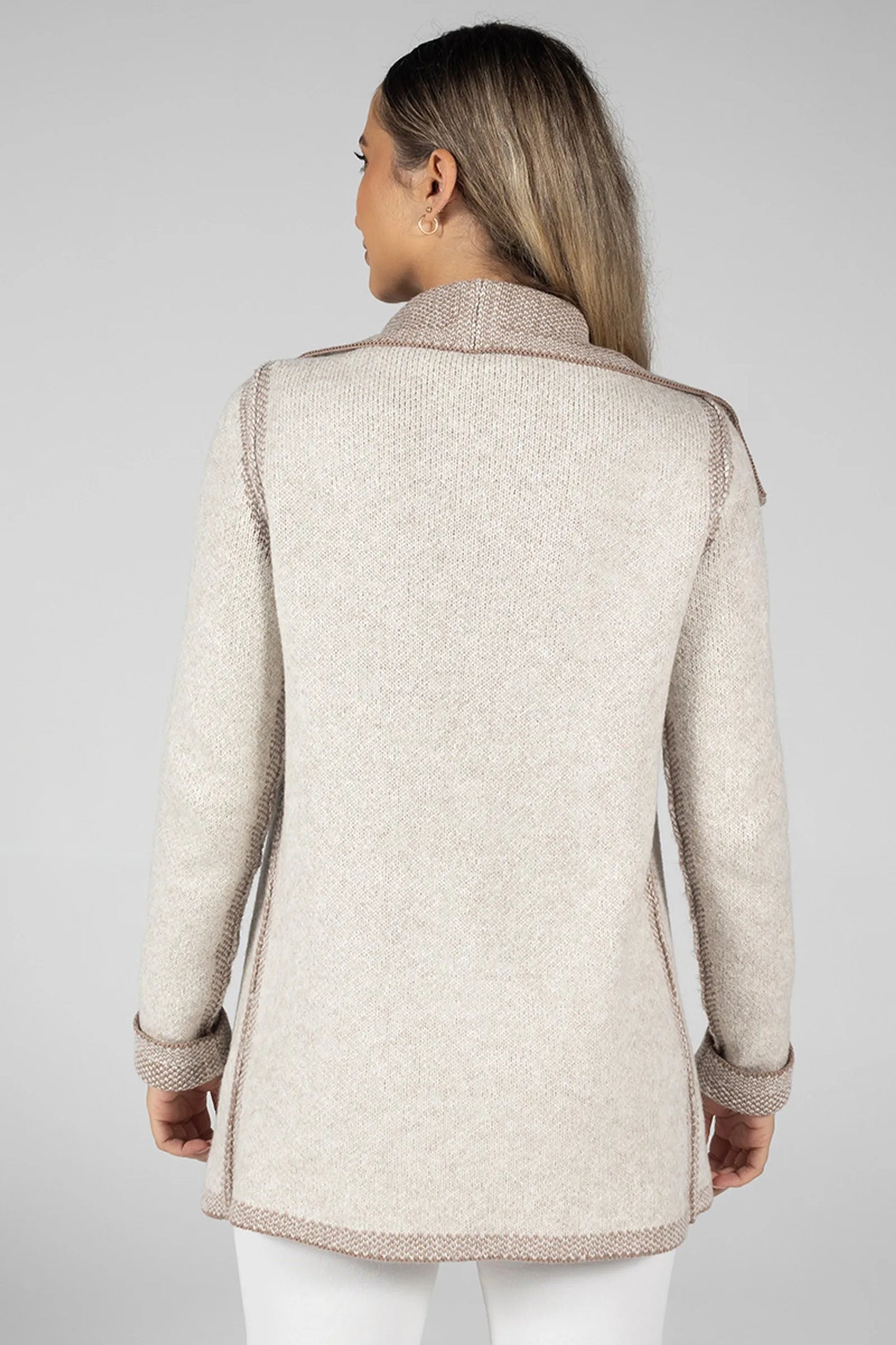 Women’s Reversible Knit Coat Beige – Elegant and Comfortable