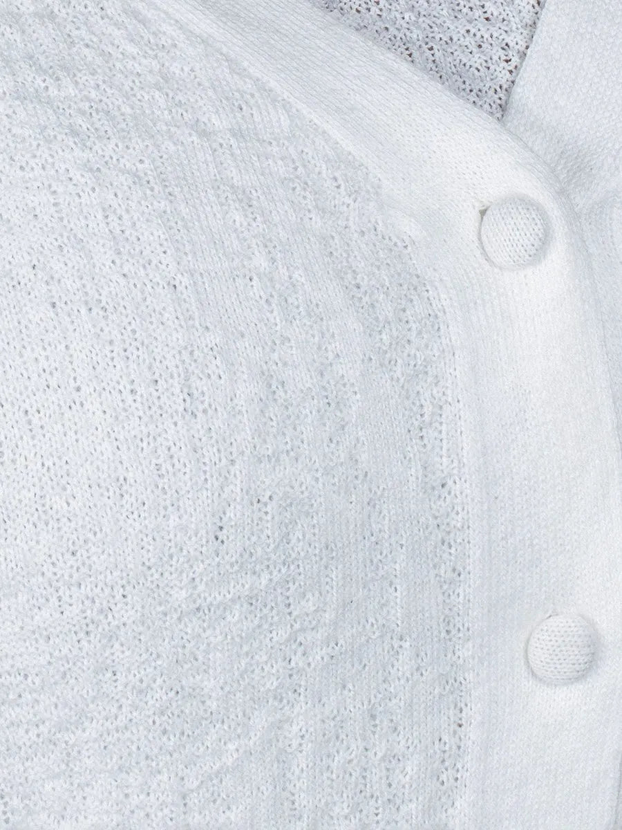 Women’s White Textured Cotton Cardigan