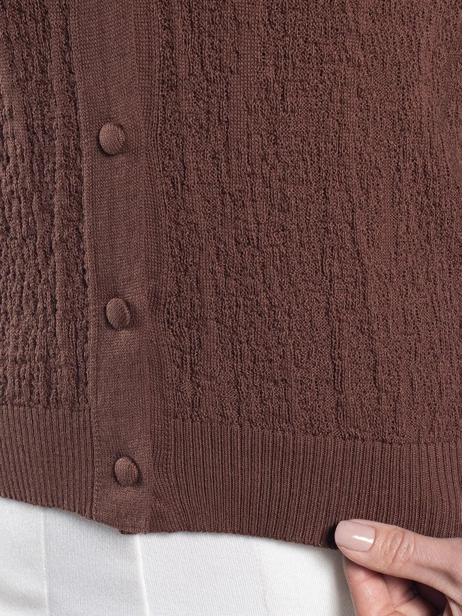 Women’s Dark Brown Textured Cotton Cardigan