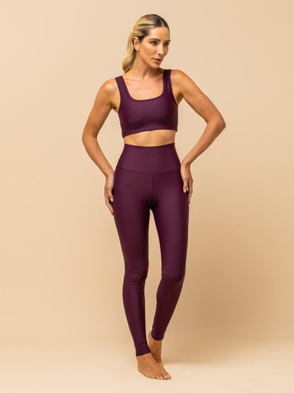 Burgundy Sports Top – Wide Straps & Square Neckline