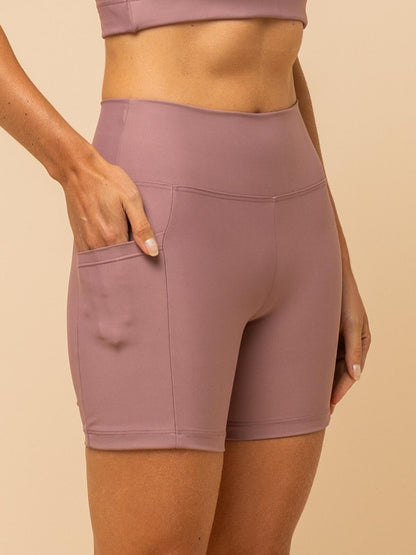 High-Waist Pink Shorts – Compression & Pocket