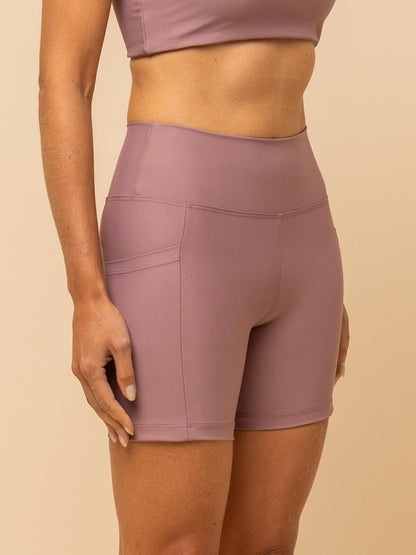 High-Waist Pink Shorts – Compression & Pocket