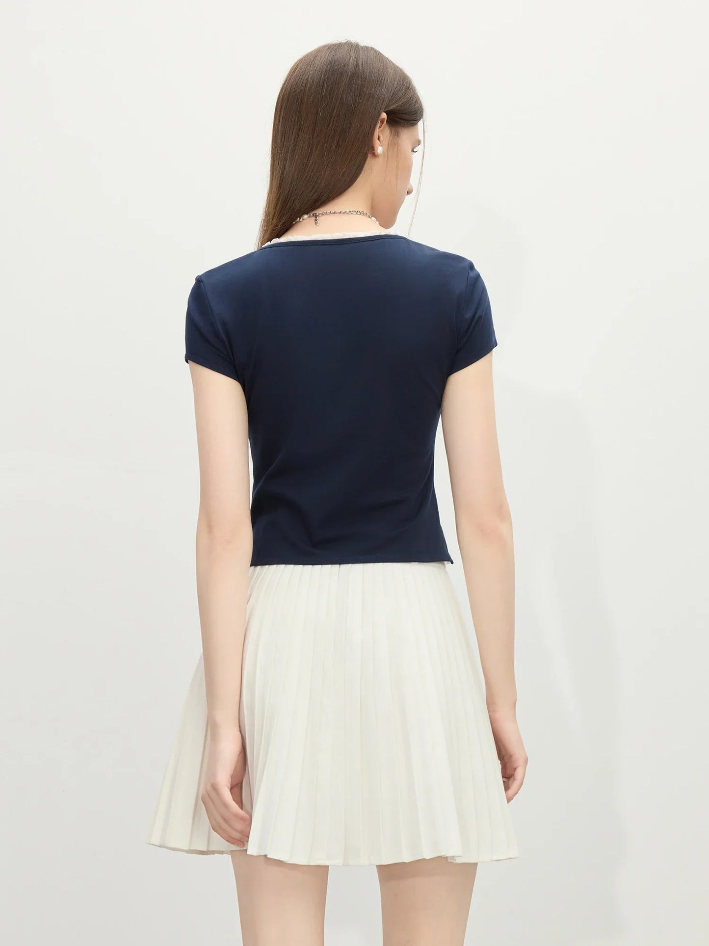 Navy Blue Lace-Up T-Shirt