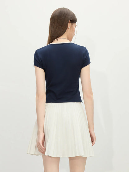 Navy Blue Lace-Up T-Shirt
