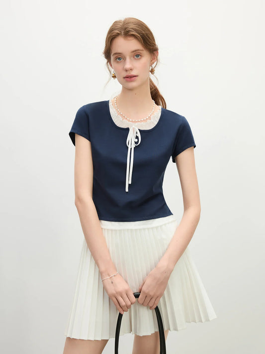 Navy Blue Lace-Up T-Shirt