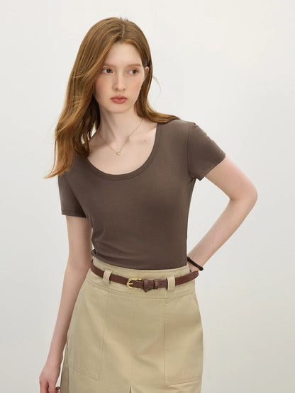 U-Neck Stretch Tee - Soft & Versatile Fit