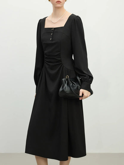 Elegant Square Neck Midi Dress