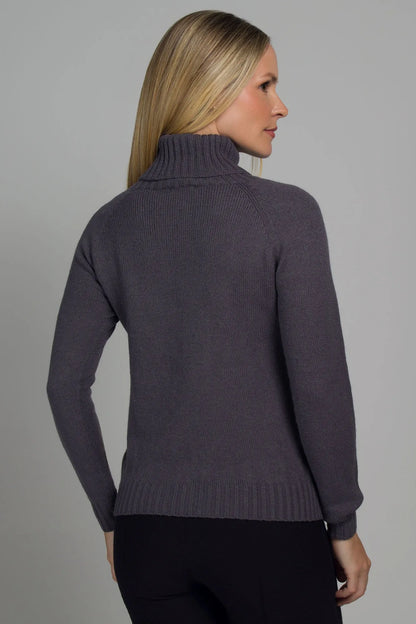 Women’s Dark Gray 3D Viscose Turtleneck Blouse