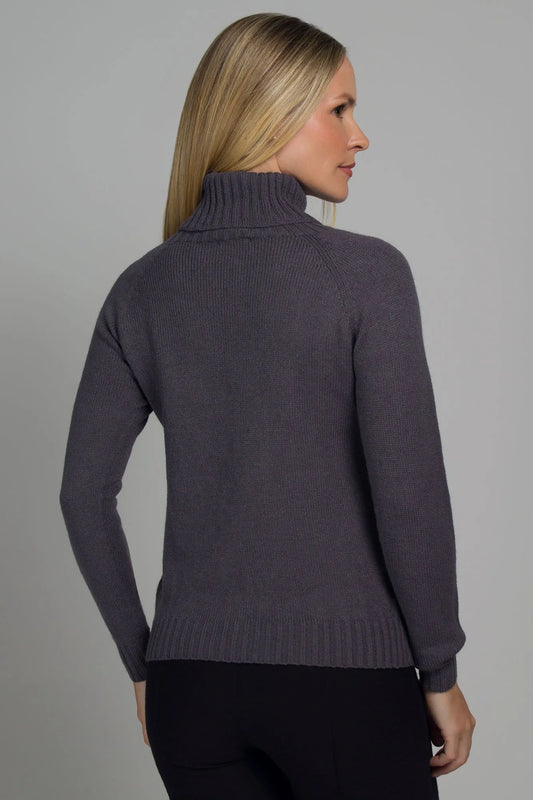 Women’s Dark Gray 3D Viscose Turtleneck Blouse