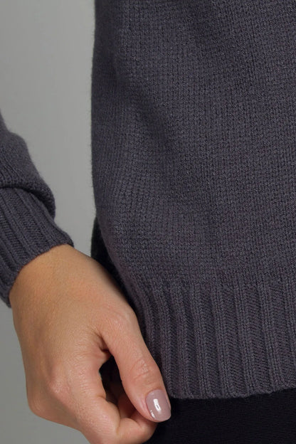 Women’s Dark Gray 3D Viscose Turtleneck Blouse