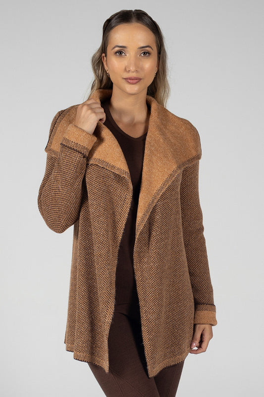 Women’s Reversible Knit Coat Brown – Elegant and Comfortable