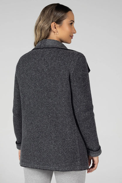 Women’s Reversible Knit Coat Dark Grey – Elegant and Comfortable