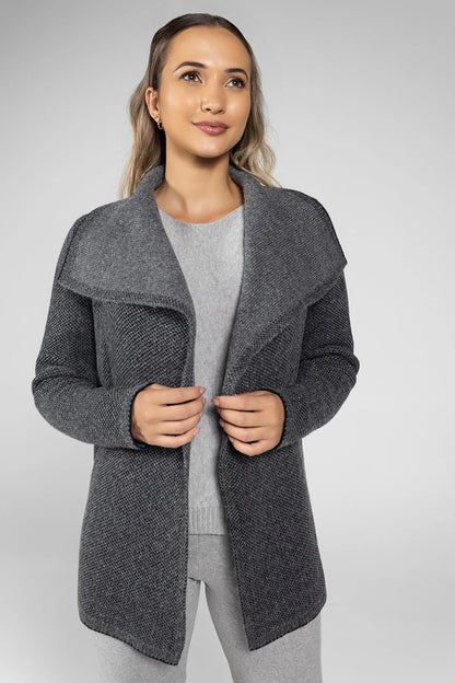 Women’s Reversible Knit Coat Dark Grey – Elegant and Comfortable