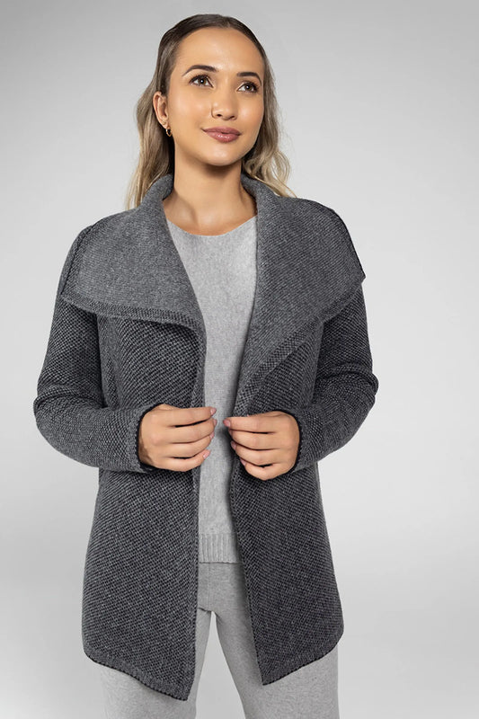 Women’s Reversible Knit Coat Dark Grey – Elegant and Comfortable