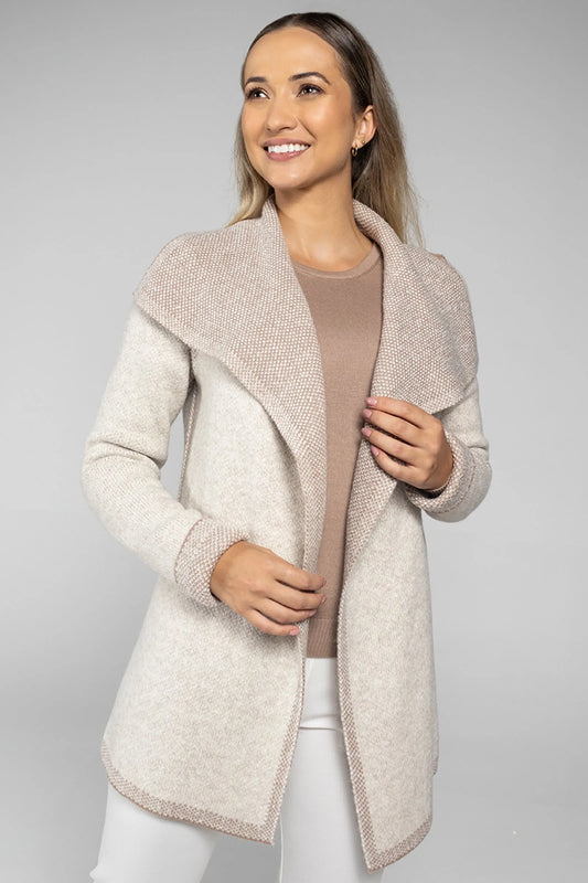 Women’s Reversible Knit Coat Beige – Elegant and Comfortable