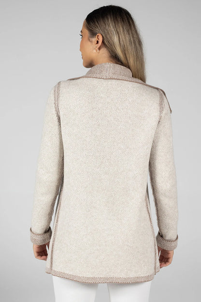 Women’s Reversible Knit Coat Beige – Elegant and Comfortable
