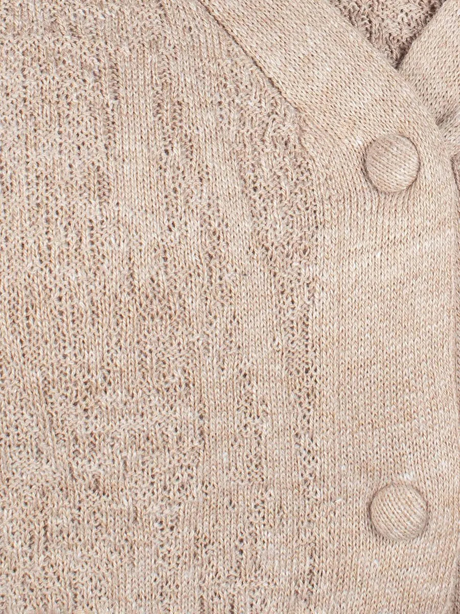 Women’s Beige Mélange Textured Cotton Cardigan