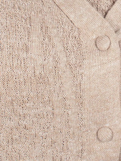 Women’s Beige Mélange Textured Cotton Cardigan