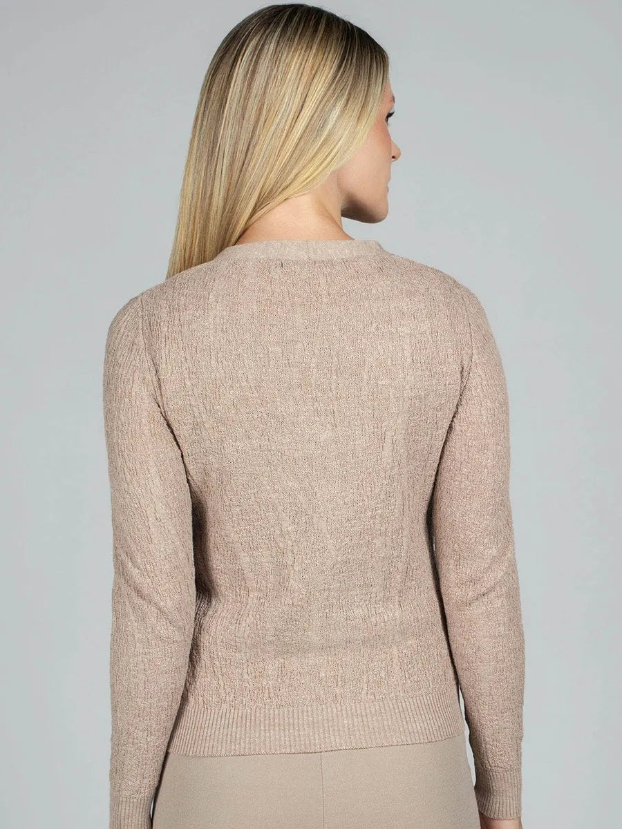 Women’s Beige Mélange Textured Cotton Cardigan