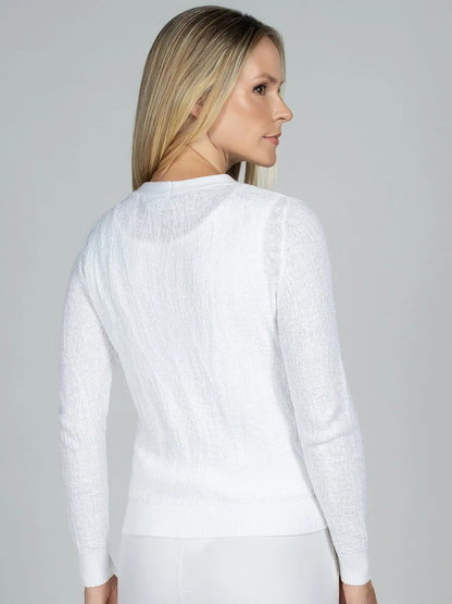 Women’s White Textured Cotton Cardigan