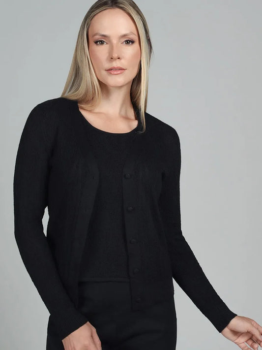 Women’s Black Textured Cotton Cardigan