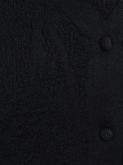 Women’s Black Textured Cotton Cardigan