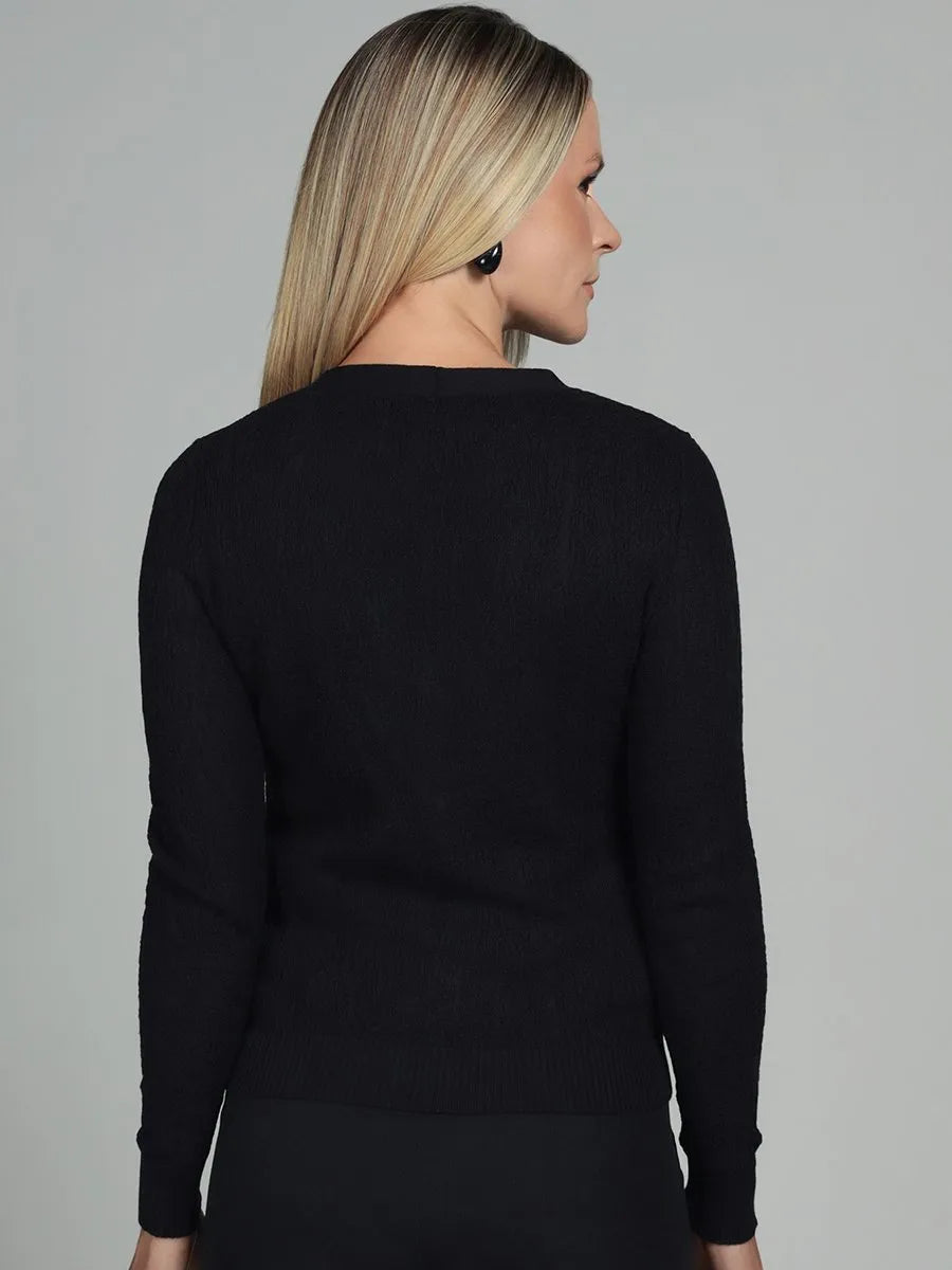 Women’s Black Textured Cotton Cardigan