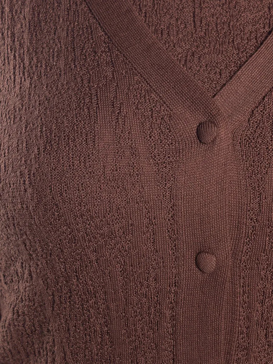 Women’s Dark Brown Textured Cotton Cardigan