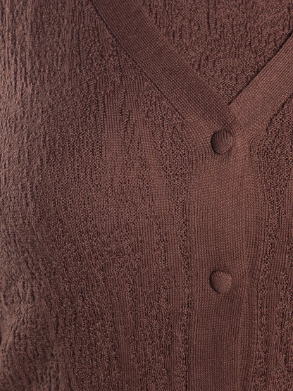 Women’s Dark Brown Textured Cotton Cardigan