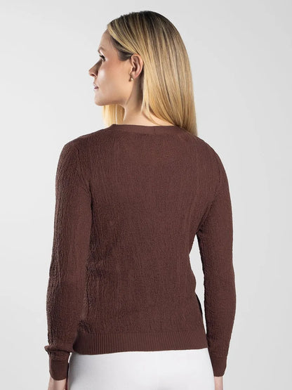 Women’s Dark Brown Textured Cotton Cardigan