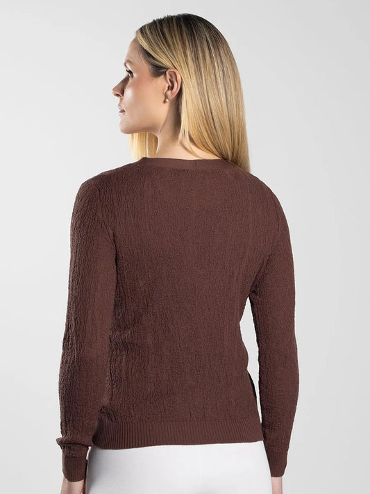 Women’s Dark Brown Textured Cotton Cardigan