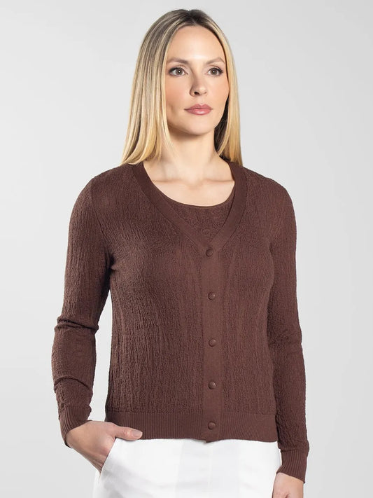 Women’s Dark Brown Textured Cotton Cardigan