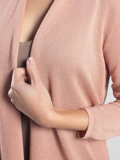 Women’s Antique Pink 7/8 Sleeve Open Front Knit Cardigan