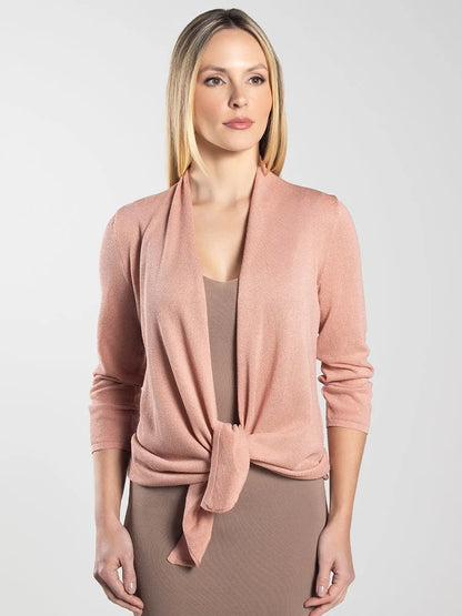 Women’s Antique Pink 7/8 Sleeve Open Front Knit Cardigan