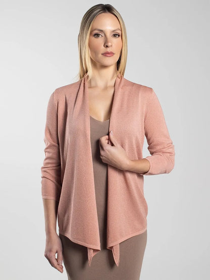 Women’s Antique Pink 7/8 Sleeve Open Front Knit Cardigan