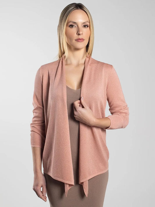 Women’s Antique Pink 7/8 Sleeve Open Front Knit Cardigan